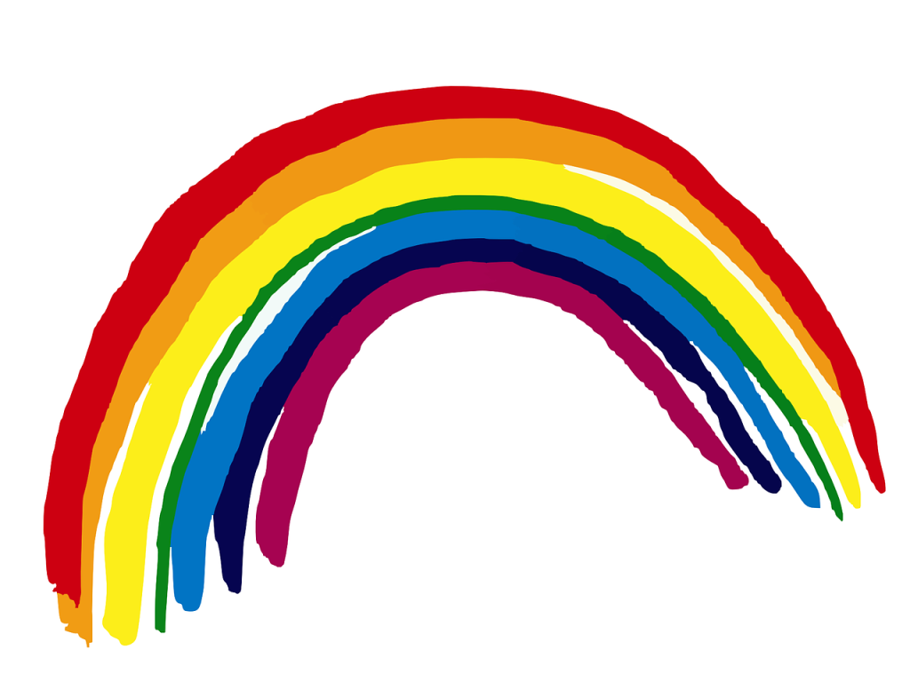Illustratie van een regenboog om kleuren van Boomwhackers aan te geven.