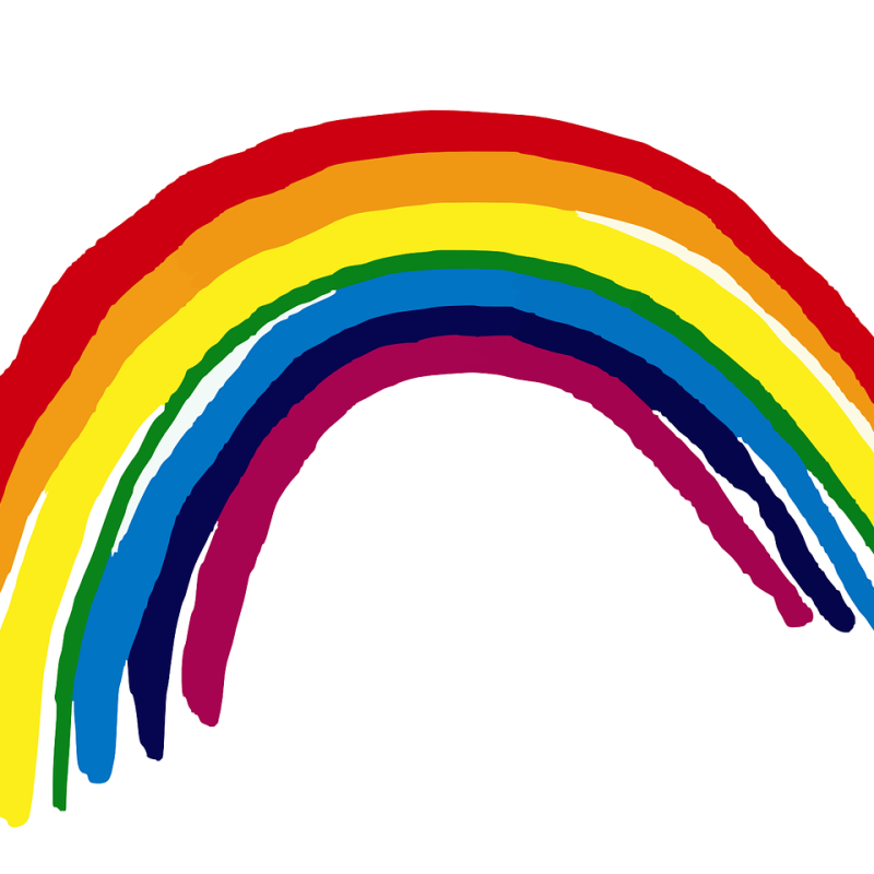 Illustratie van een regenboog om kleuren van Boomwhackers aan te geven.