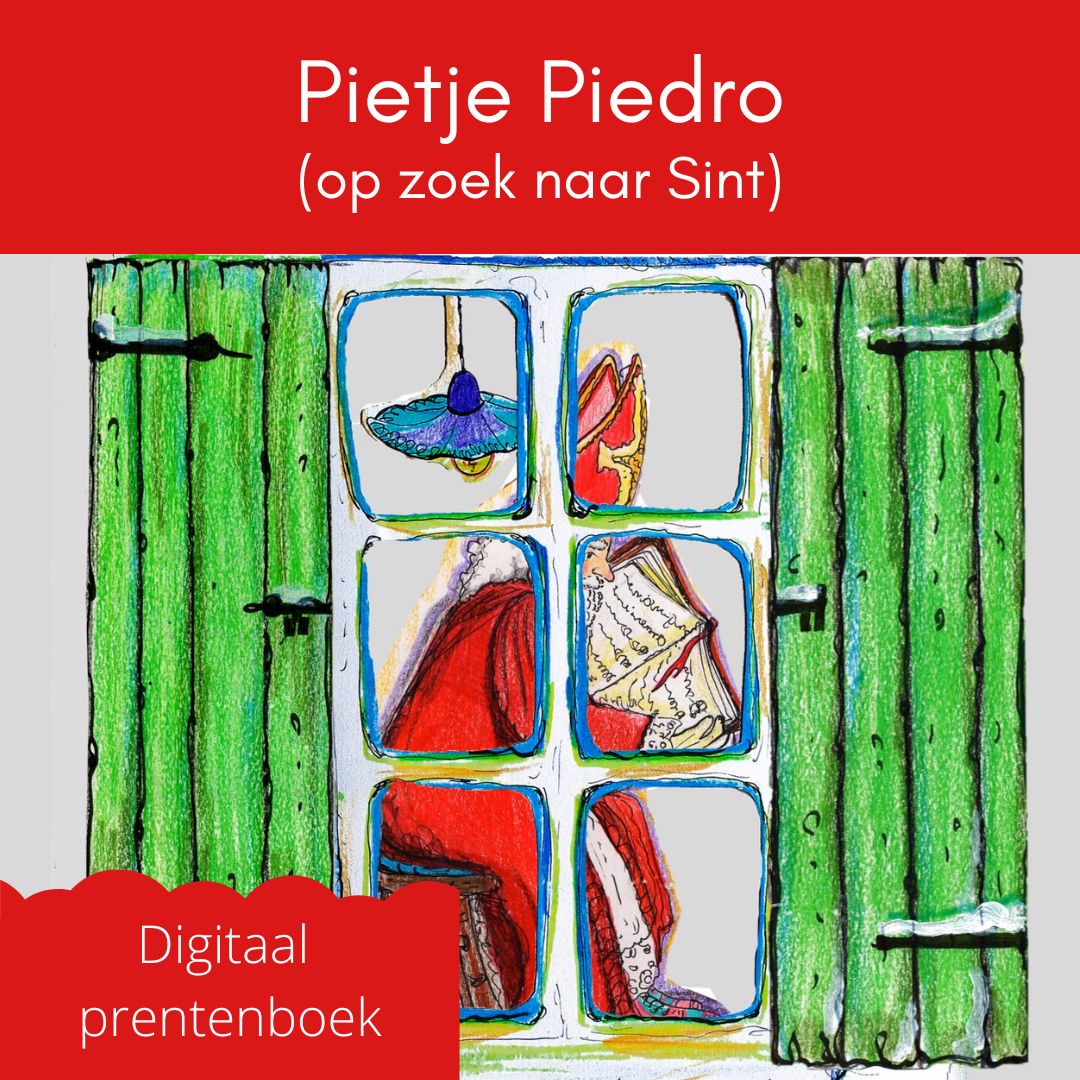 Digitaal prentenboek Pietje Piedro op zoek naar Sinterklaas met link naar YouTube